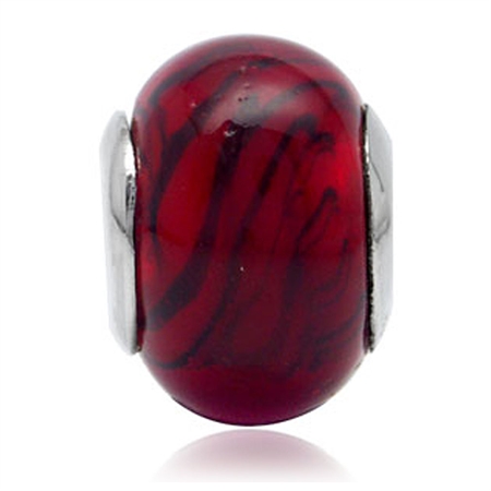 Red Murano Glass 925 Sterling Silver European Charm Bead (Fits Pandora Chamilia)
