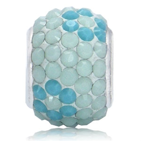 AUTH Nagara Turquoise & Mint Crystal Sterling Silver Flower Charms Bead Fits Pandora Chamilia