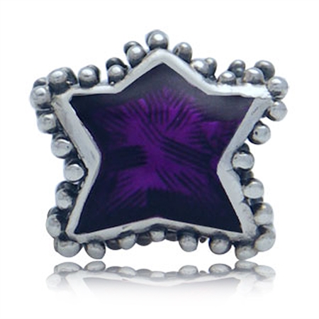 Purple Enamel 925 Sterling Silver Star European Charm Bead (Fits Pandora Chamilia)