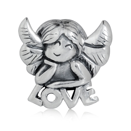 925 Sterling Silver FAIRY ANGEL & LOVE European Charm Bead (Fits Pandora Chamilia)