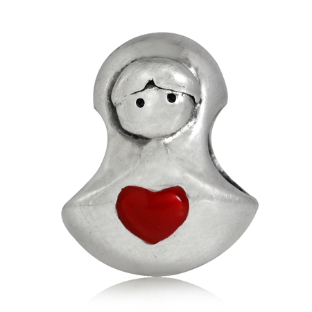 HEART Enamel 925 Sterling Silver TUMBLER DOLL European Charm Bead (Fits Pandora Chamilia)