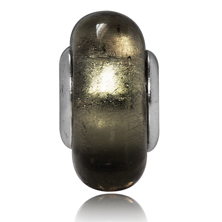 Gray Murano Glass 925 Sterling Silver European Charms Bead (Fits Pandora Chamilia)