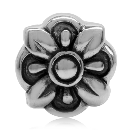 925 Sterling Silver Flower European Charm Bead (Fits Pandora Chamilia)