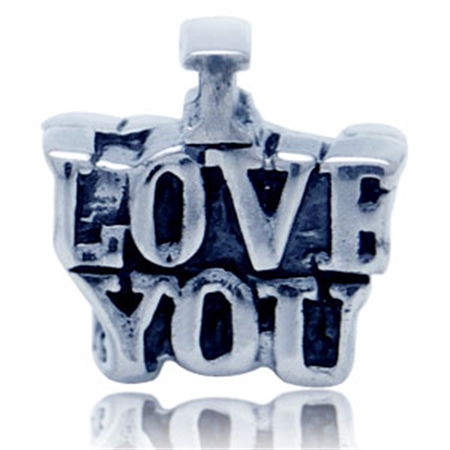 925 Sterling Silver I LOVE YOU Threaded European Charm Bead