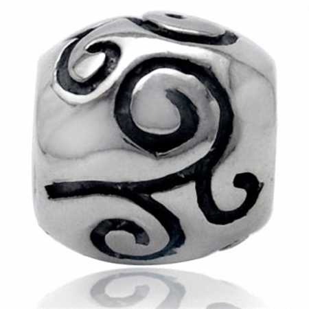 925 Sterling Silver Swirl & Spiral Threaded European Charm Bead