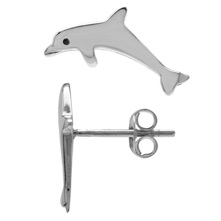 925 Sterling Silver Dolphin Stud Earrings