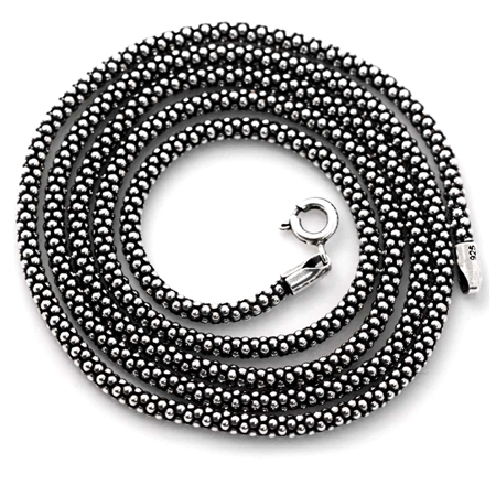 Oxidized 2.8MM 925 Sterling Silver Popcorn Chain Necklace 20 Inch