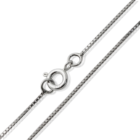 0.8MM 925 Sterling Silver Venetian Box Chain Necklace - 16-20 Inch