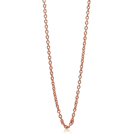 0.8MM Rose Gold Plated 925 Sterling Silver Single Cable Chain Necklace - 16-18 Inch