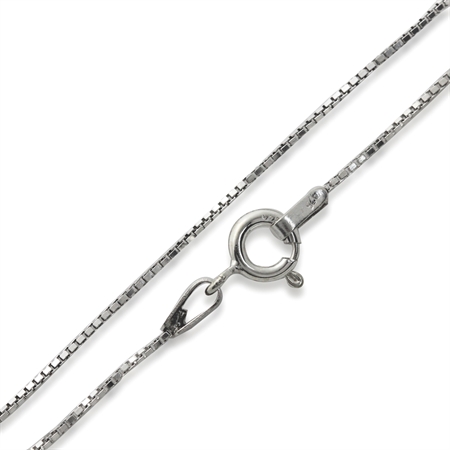0.8MM 925 Sterling Silver Venetian Box Chain Necklace - 24 Inch