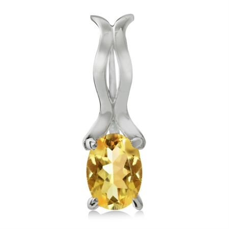 Natural Citrine 925 Sterling Silver Solitaire Pendant