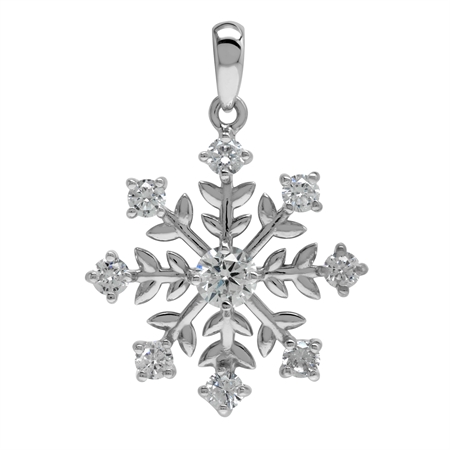 White CZ 925 Sterling Silver Snowflake Pendant