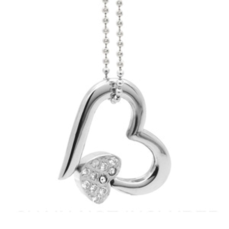 316L Stainless Steel & CZ Double Heart Pendant