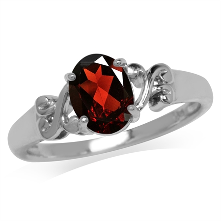 1.34ct. Natural Garnet 925 Sterling Silver Victorian Style Solitaire Ring