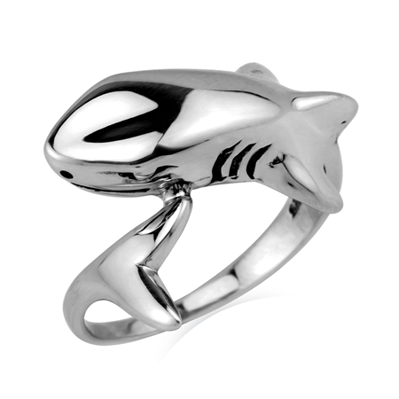 Great White Shark 925 Sterling Silver Ring Jewelry for Divers