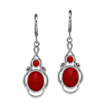 Created Inlay Red Coral 925 Sterli...
