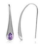 1.34ct. Natural Amethyst White Gold Plated 925 Sterling Silver Modern Style Hook Earrings