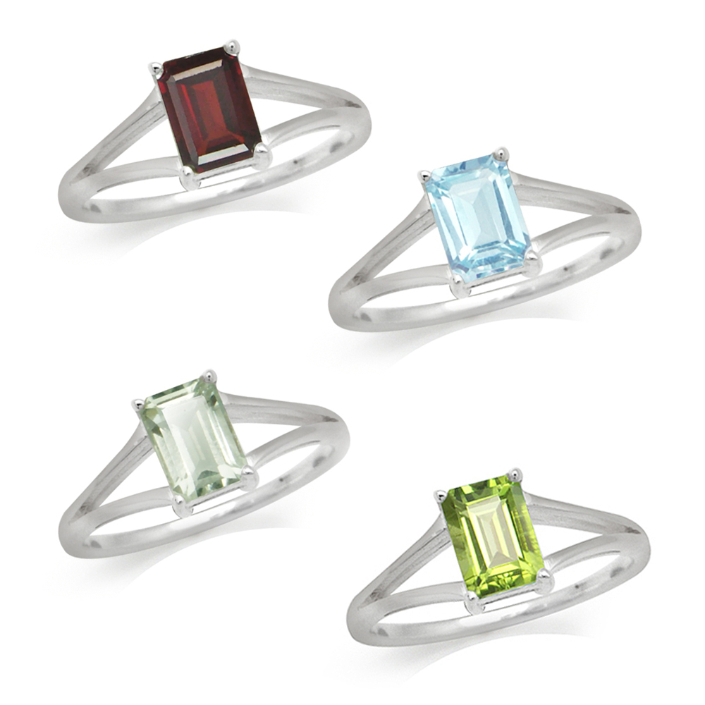   Topaz, Green Amethyst or Peridot 925 Sterling Silver Solitaire Ring
