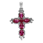 Simulated Red Ruby White Gold Plat...