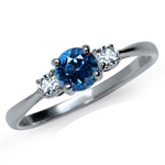 Silvershake 1.19ct Genuine Blue Aquamarine and White Topaz Gold Plated 925 Sterling Silver Right Hand Ring