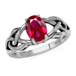 Create Red Ruby Gemstone 925 Sterling Silver Celtic Knot Solitaire Ring Jewelry