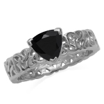 Natural 1 Ct Trilliant Black Onyx 925 Sterling Silver Filigree Triquetra Celtic Knot Eternity Ring