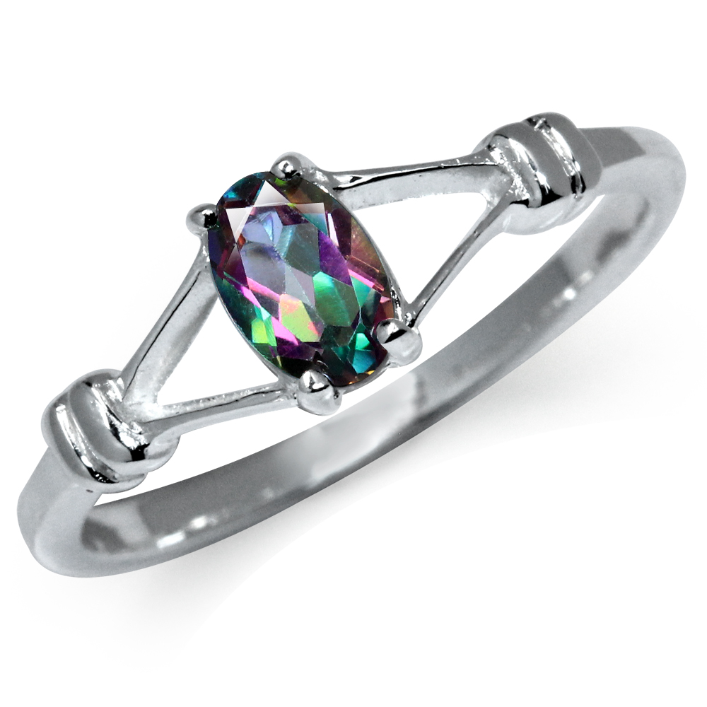 Details about Mystic Fire Topaz 925 Sterling Silver Solitaire Ring ...