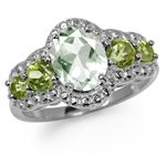1.64ct. Natural Green Amethyst & Peridot White Gold Plated 925 Sterling Silver Cocktail Ring
