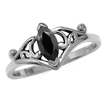 8X4mm Natural Marquise Shape Black Onyx 925 Sterling Silver Filigree Victorian Style Ring