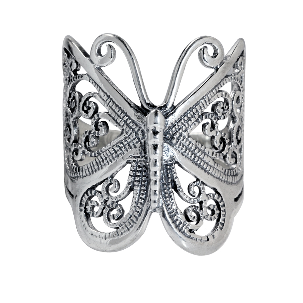 Details about 925 Sterling Silver BUTTERFLY FILIGREE Ring SZ 9