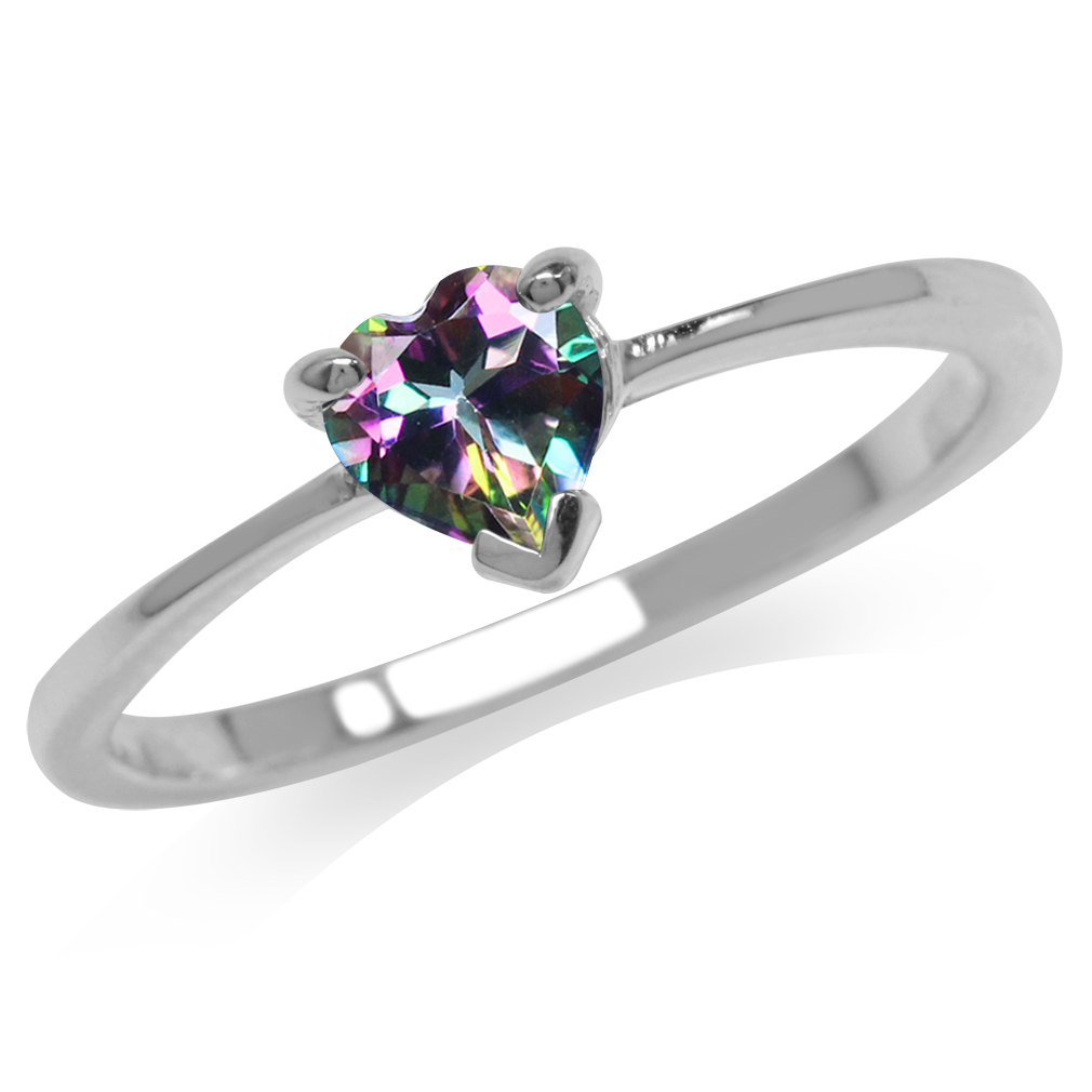 ... Mystic Fire Topaz 925 Sterling Silver Solitaire Ring SizeSz 5-sbkc