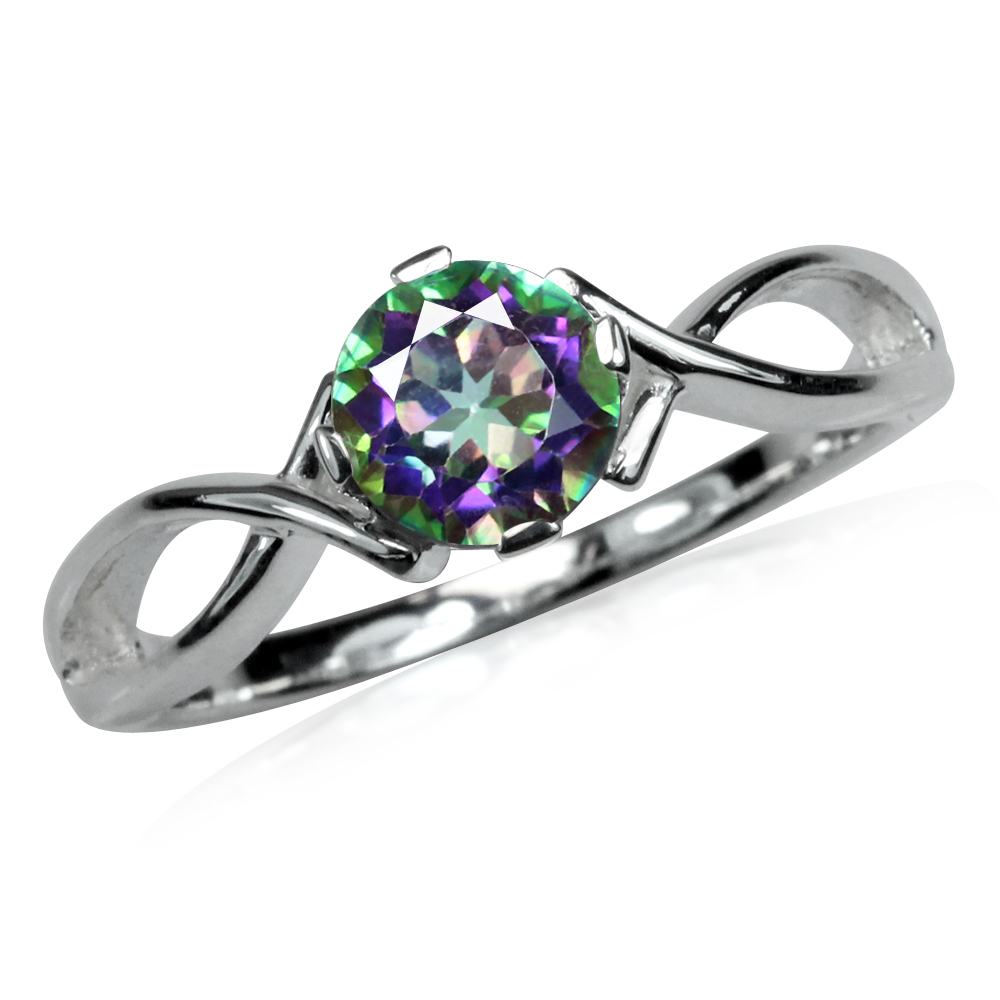 ... about 1.05ct. Mystic Fire Topaz 925 Sterling Silver Solitaire Ring