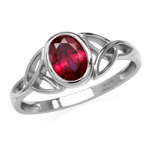 Created Red Ruby White Gold Plated 925 Sterling Silver Triquetra Celtic Knot Ring