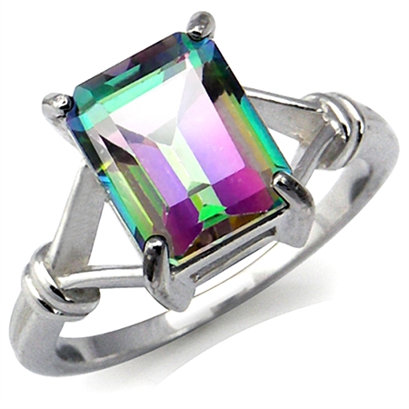 3.91ct. Mystic Fire Topaz 925 Sterling Silver Solitaire Ring RN0075078 ...
