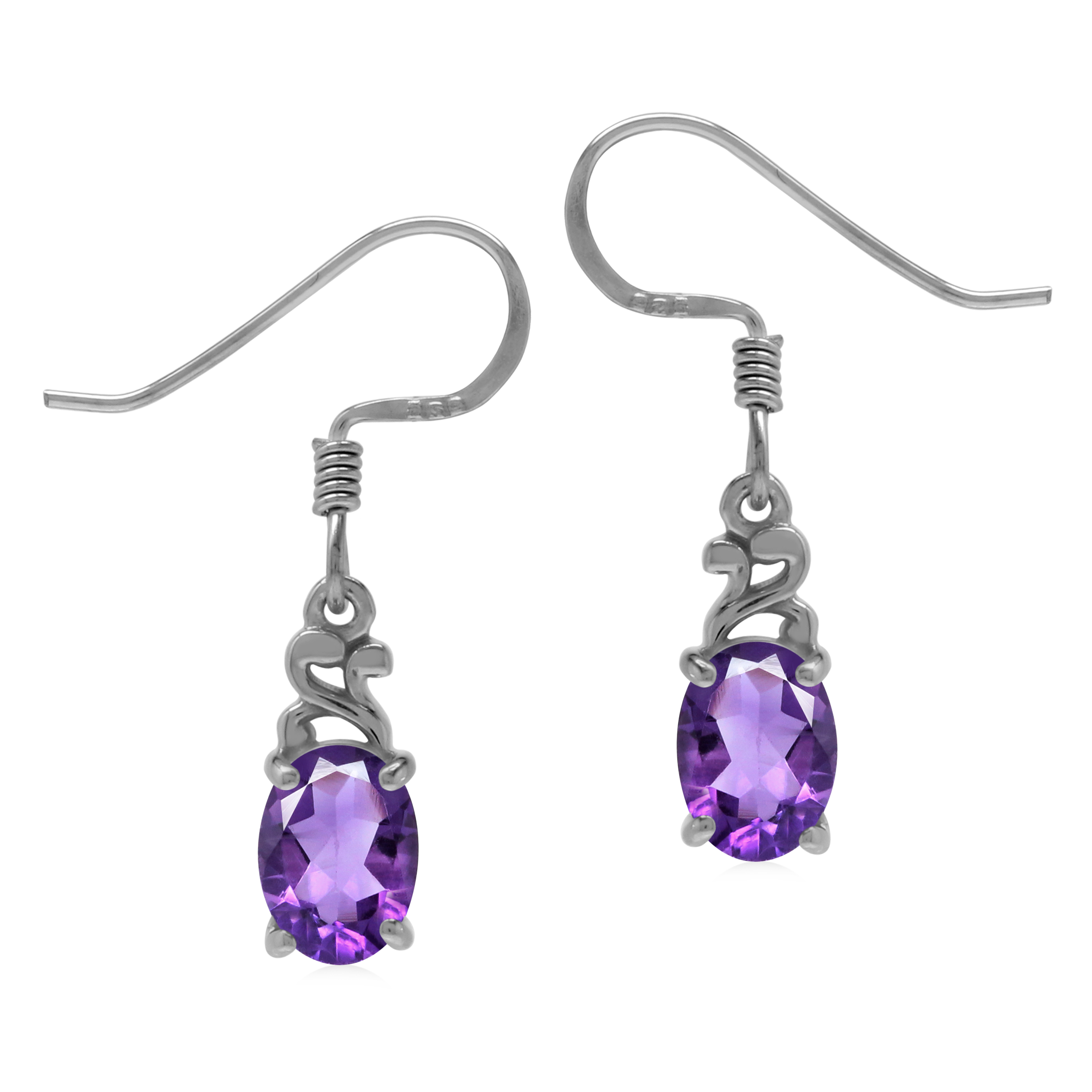 Natural African Amethyst 925 Sterling Silver Victorian Style Dangle ...