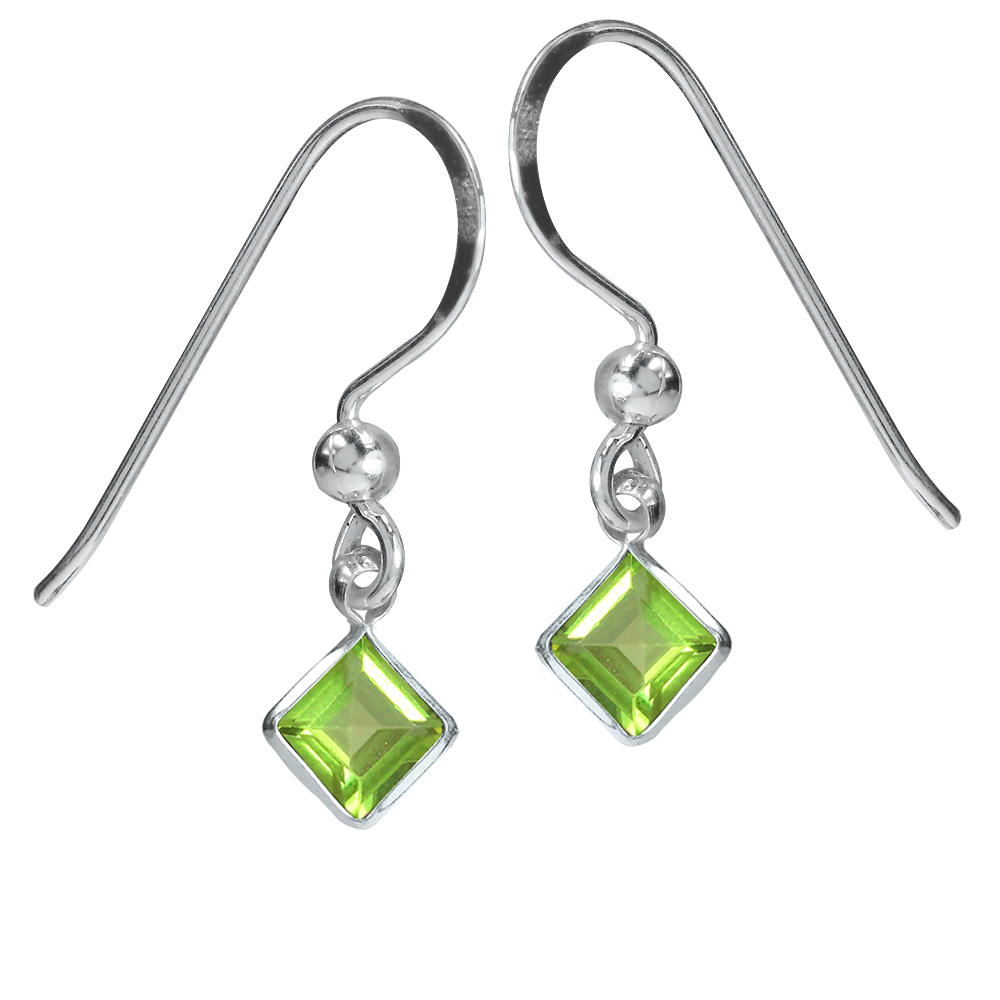 48ct Natural Peridot 925 Sterling Silver Dangle Earrings JBGR