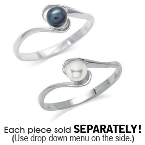 4MM Black or White Pearl 925 Sterling Silver Ring  