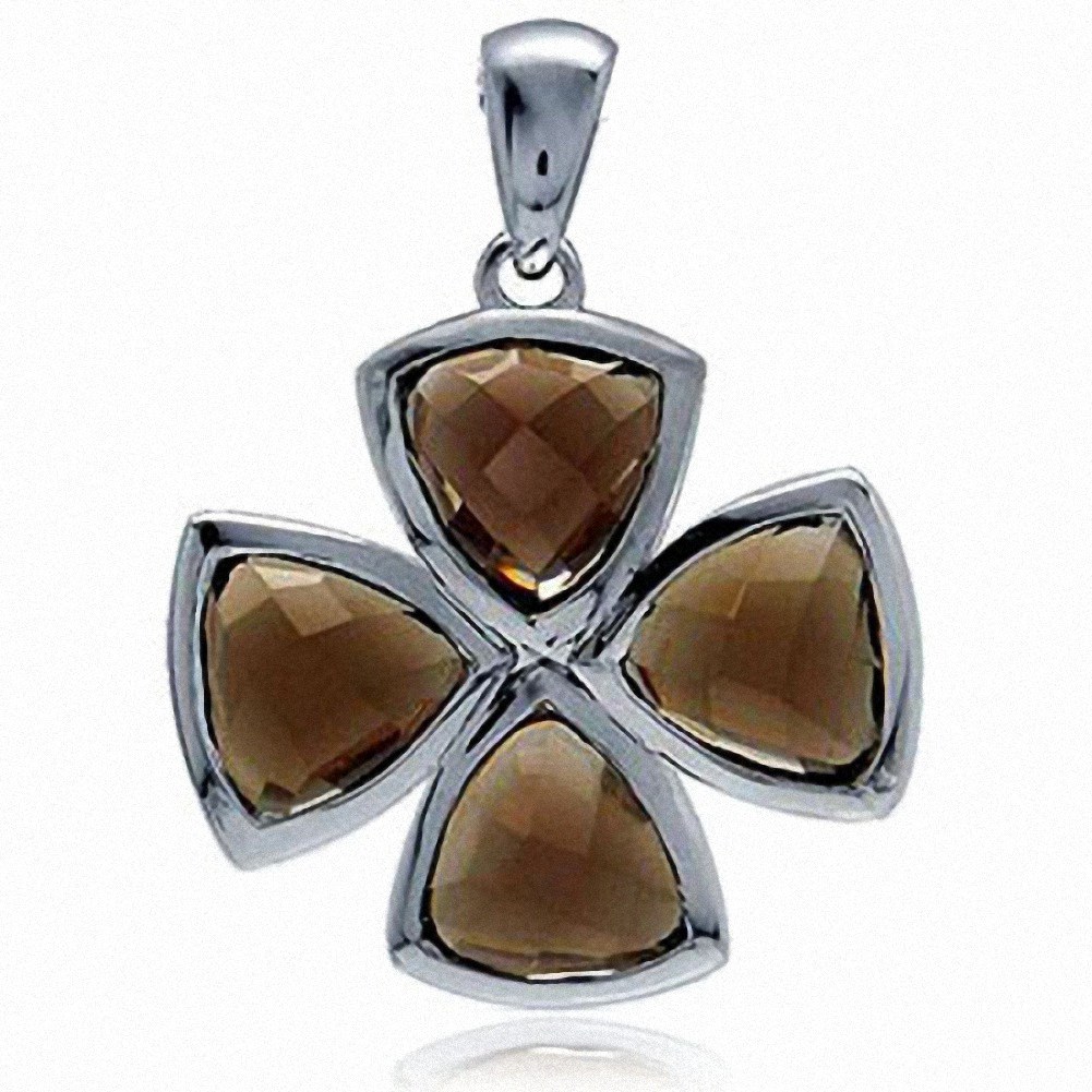 smoky quartz 925 sterling silver pendant