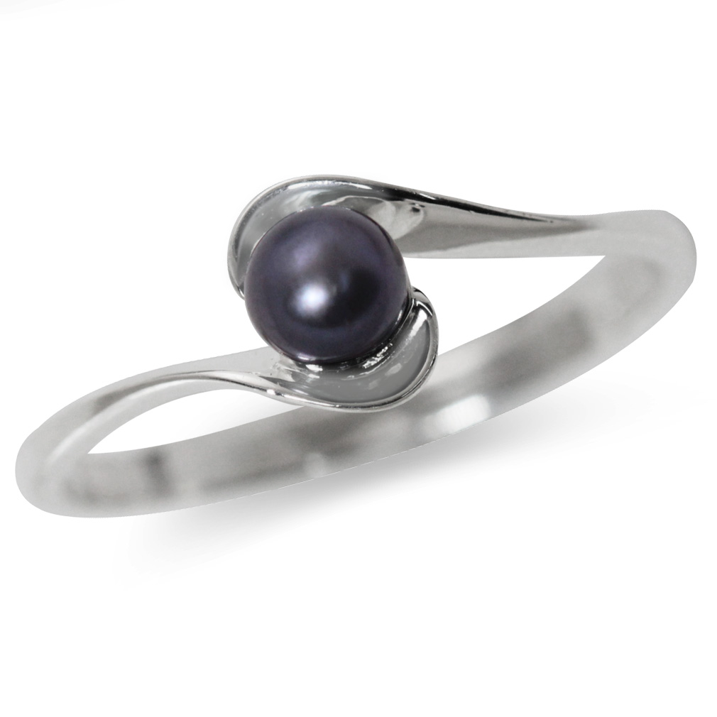 4MM Black or White Pearl 925 Sterling Silver Ring  